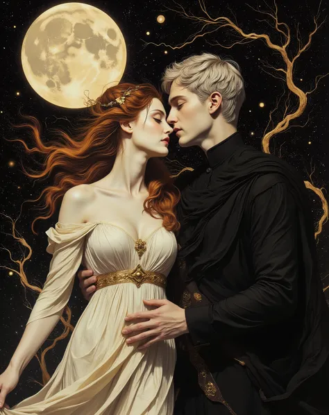 the famous love affair between Goddess of the moon, long haired and preternatural and pretty, the gorgeous opalescent Selene, and a mortal man with the good looks and presence of a lord of men, King Endymion. Selene is shorter, smaller and extremely beaut...
