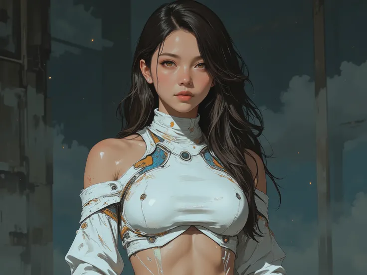 Solo, female, bewitching woman, beautiful realistic portrait:whole body, (best quality,4k,8k,highres,masterpiece:1.2),ultra-detailed,(realistic,photorealistic,photo-realistic:1.37),HDR,UHD,studio lighting,ultra-fine painting,sharp focus, physically-based r...