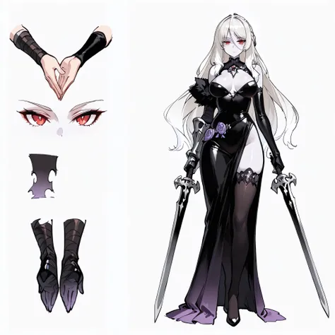 (((masterpiece))), (((Best Quality))), ((Ultra-detailed)), (High-Definition anime Illustration), ((extremely delicate and beautiful)), solo, Full body, wightmge, fantasy undead wight fighter girl, white shaggy hair, long hair, very long hair, gradient hair...