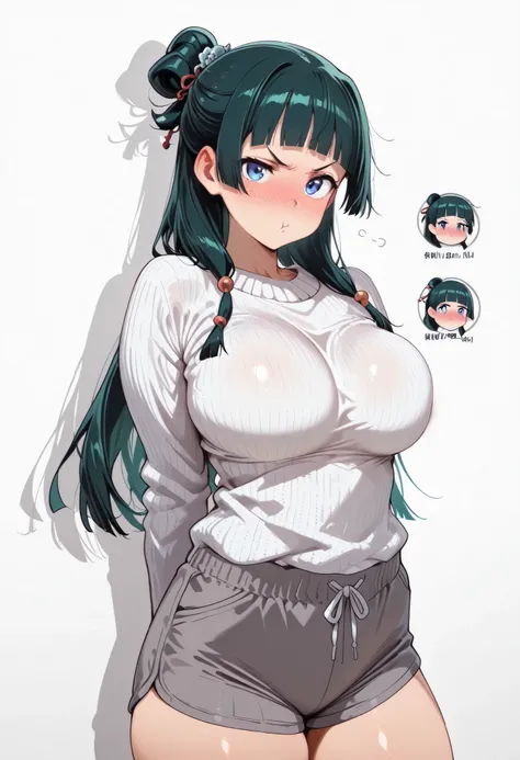 score_9, score_8_up, score_7_up, score_6_up, score_5_up, score_4_up, masterpiece, high quality, BREAK, 1girl,, rounded breasts, thick breasts, sfw, looking at viewer, nose blush, shiny legs, shiny body, shiny hair, clear skin, clear body,, large breasts, w...