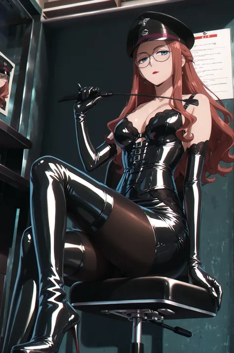 (((sitting cross-legged)))、He holds a riding crop in his right hand:1.4、holding riding crop:1.4、Queen、((( 1 woman)))、(((solo:1.8)))、(((Black Latex Elbow Gloves:1.4)))、(((black latex corset dress:1.4)))、(((corset dress is adorned with beautiful lace)))、(((C...