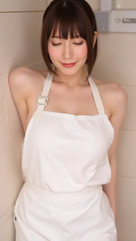 (detailed face:1:4), raw, Highest Quality, high resolution, (masterpiece: 1.3), masterpiece, (K-cupブレスト, medium breasts), beautiful faces, smile, detailed makeup face, smile, red lips, Hikari Nagi, Quota, half body portrait, upper body, kitchen, side boob,...