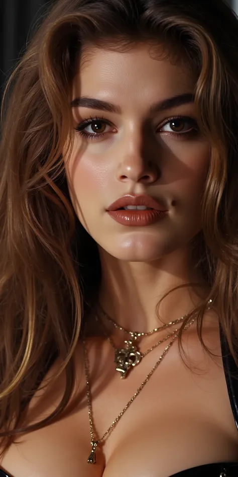 Breathtaking over the shoulder shot photography of ohwx looking at viewer, imperfections, necklace, looking at viewer, eyelashes, fine hair detail, entire hairstyle visible, perfect eyes with iris pattern, sensual lips, nose, (perfectly sharp:1.3), realist...