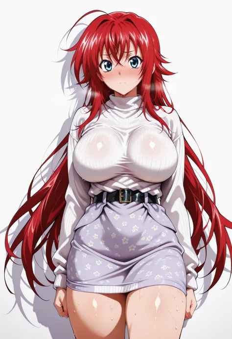 (masterpiece), Anime Style,solo,alone,only 1 girl,Rias Gremory standing,                               ,             , COWBOY SHOT, detailed rendering, smooth skin                                            ,, looking at viewer, nose blush, shiny legs, shi...
