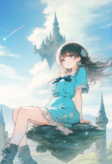 Castle in the Sky,Castle in the Skyからもう一つのCastle in the Skyが見える,It's a course where they collide,The one who laments々,Commanding Knights,Trying to Avoid Collision,A gust of wind blows，A foreigner々There are，maintained road ，Wearing uniform，Sitting on a rock...