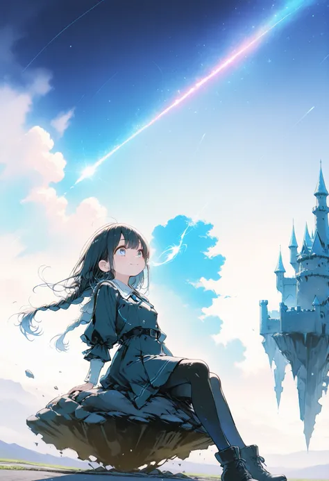 Castle in the Sky,Castle in the Skyからもう一つのCastle in the Skyが見える,It's a course where they collide,The one who laments々,Commanding Knights,Trying to Avoid Collision,A gust of wind blows，A foreigner々There are，maintained road ，Wearing uniform，Sitting on a rock...