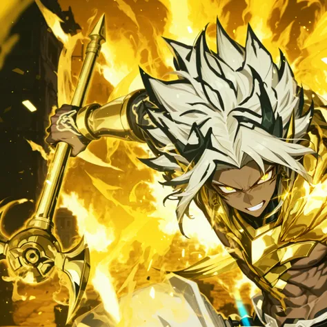 masterpiece, high quality, ultra-detailed, dark skinned, gold claws, male character,