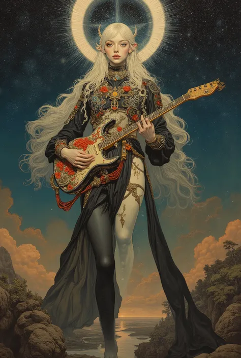 anatomically accurate,(( Bartolomé Murillo)) ((Cyberpunk's)), unique , Valley, starry sky, halo, blonde long, ((Bartolome Esteban Murillo Style)), darkness,SF, ((Highest Quality, masterpiece)), (More Rights , 高details), 8,000,Canvas Oil Painting Her Whit...