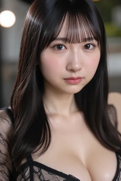 32k, Masterpiece, top quality, (Beautiful Woman) dark hair, sleek, intense gaze, red lipstick, subtle eye makeup, sophisticated, powerful, soft lighting, even lighting, high-quality image, sharp details, clear focus, Her expression is serious and somewhat ...