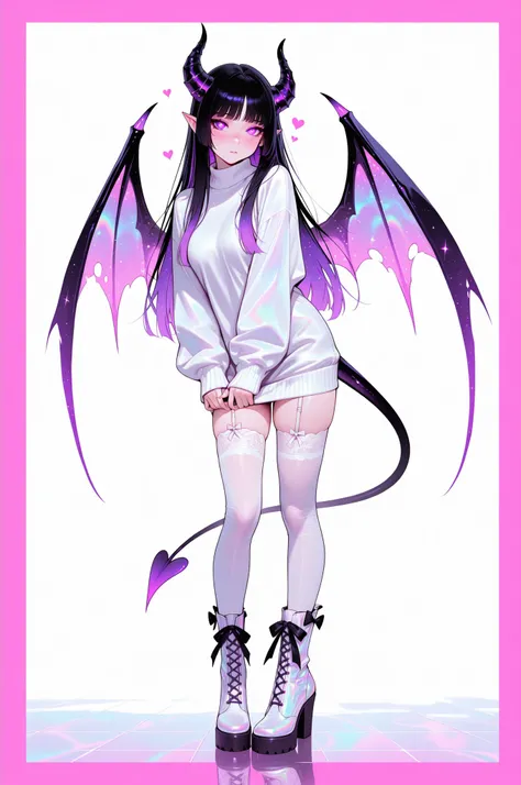 cElesTiana,neon dreamcore,iridescent glow,holographic,pastel void,luminescent skin,celestial tones,smooth reflective surface,glowing eyes,shimmercore,1girl, adult, Red irises, purple pupils, Freckles, long hair, black hair multi-colored hair, white and pur...
