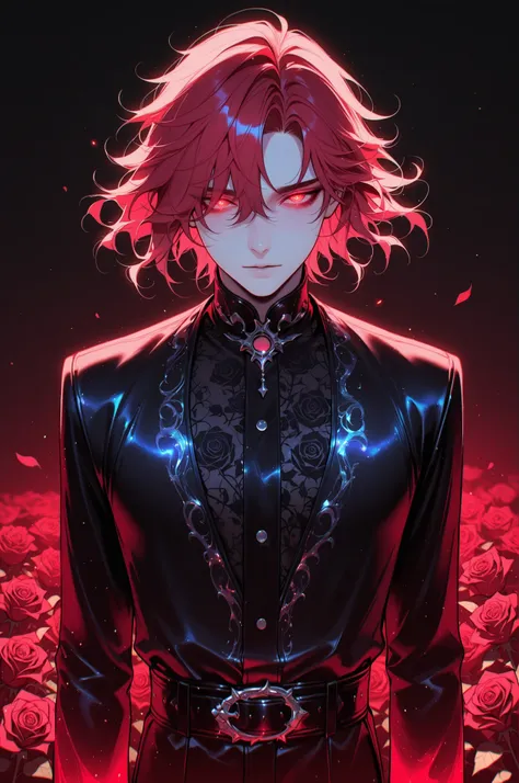 cElesTiana,neon dreamcore,iridescent glow,holographic,pastel void,luminescent skin,celestial tones,smooth reflective surface,glowing eyes,shimmercore,1boy,male, A captivating portrait of a pale-skinned, male with messy red hair, adorned with intricate deta...