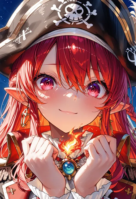 Brilliant Colors,beautiful eyes,A delicate smile,Textured Skin,masterpiece,Kilo,Highest Quality,gentle and beautiful woman,captain，Pirate Fleet，無数のsailが旗めく，sail，The Enchanted Pirate,A powerful pirate ship,A magnificent ship's hull,A rolling ocean,A vibrant...