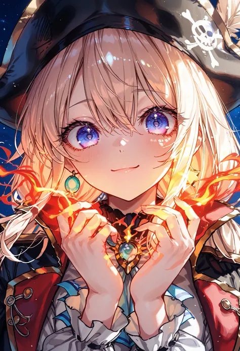 Brilliant Colors,beautiful eyes,A delicate smile,Textured Skin,masterpiece,Kilo,Highest Quality,gentle and beautiful woman,captain，Pirate Fleet，無数のsailが旗めく，sail，The Enchanted Pirate,A powerful pirate ship,A magnificent ship's hull,A rolling ocean,A vibrant...