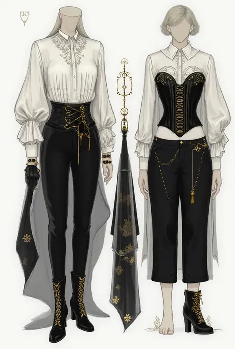 Slide 1: The Shirt

A pristine white satin shirt with intricate baroque-style embroidery.

The shirt features voluminous, billowing sleeves that add a dramatic flair, creating an aristocratic silhouette.

The delicate, raised stitching along the chest and ...