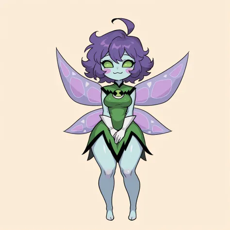 masterpiece, ultra-HD, impressionism, high detail, best quality, very aesthetic, 8K, best quality, beautiful, ultra-high resolution, 32K UHD, sharp focus, 1girl, solo, peskydust, short messy hair, purple hair, fluffy hair, ahoge, almond-shaped eyes, green ...