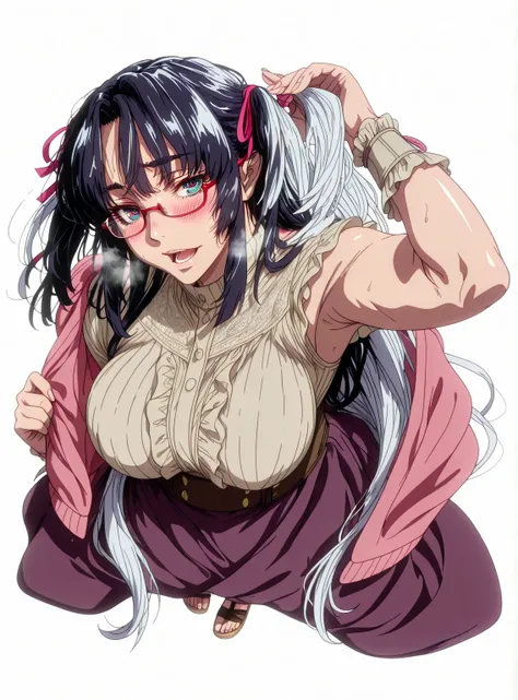 L_Cation2, Babu-style, Hgk, (yoshio_(55level)-style:1.4), (iwao178-style:1.3), (eufoniuz-style:1.2), (imizu_(nitro_unknown)-style:1.3), (anime coloring, anime screencap), shiny skin, (voluptuous body:1.4), (mature female:1.4), (cellulite:1.3), ((vignetting...