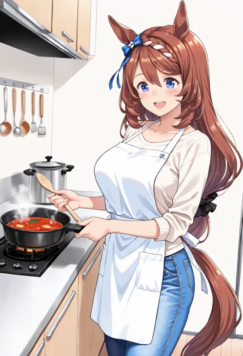 (masterpiece, best quality, perfect face:1.4), wide angle, super creek \(umamusume\), horse ears, ear ornament, horse tail, tail on the lower back, proportional body, proportional, beautiful hair, beautiful face, beautiful detailed eyes, beautiful clavicle...