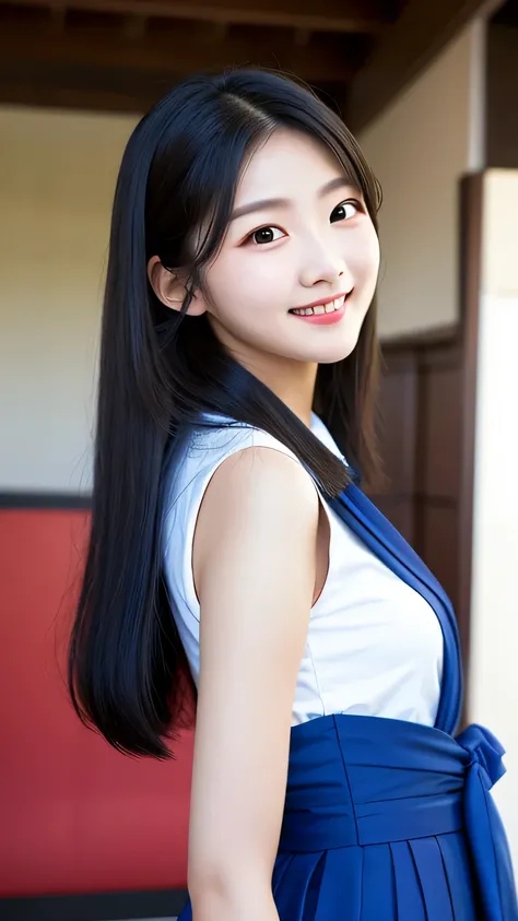 (best quality photo:1。 5)、16K high resolution、 details、 details、 masterpiece、 ( live shooting )、 ( Realistic )、 ( hyperrealism )、 clear focus 、 so delicate and beautiful 、 fine detail, Cafe  , cute woman ,　Shrine maiden , standing , Smile Yan , brown hair ...