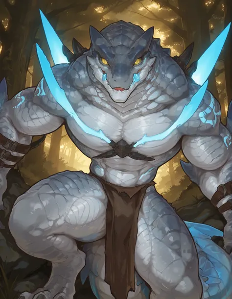 masterpiece, best quality, amazing quality, very aesthetic, absurdres, newest, scenery, extreme detail, 8k, detailed eyes, yellow eyes, by Riolutiny, anthro, reptile, male, scalie, lizard, solo, extremely detailed scales, yellow eyes, bara, the Blue tongue...