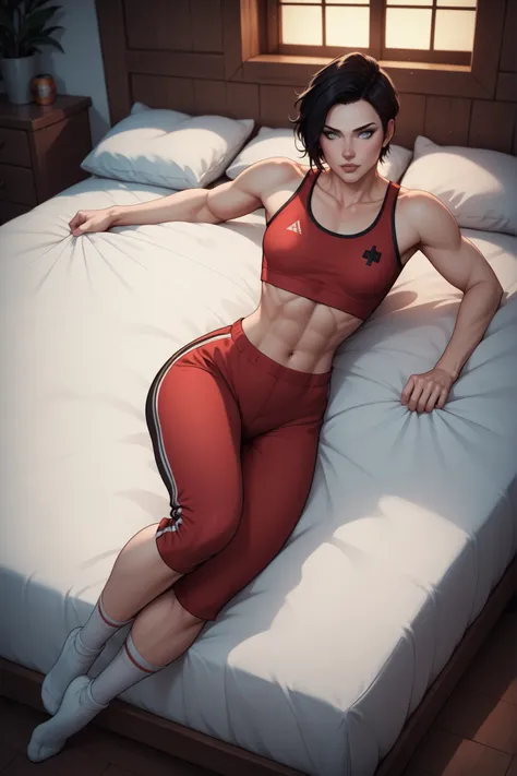 score_9, score_8_up, score_7_up, score_6_up, score_9, score_8_up, score_7_up, score_6_up, masterpiece, high quality, (best quality:1.1), (masterpiece, best quality, cinematic angle, night, detailed, intricate) a beautiful, fit, stunning, sporty, girl (extr...