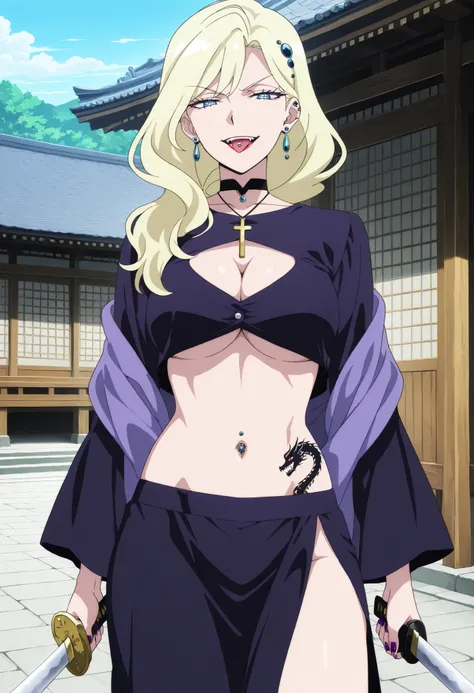 masterpiece, best quality, amazing quality,1girl, solo, BREAK
phaedr4,long hair,blonde hair, hair ornament,blue eyes, 
nail polish, ,ear piercing, long hair, , lipstick,Hot girl, baddie, smoking, sensual, attractive, choker, ,cross necklace,,  jewelry, ear...