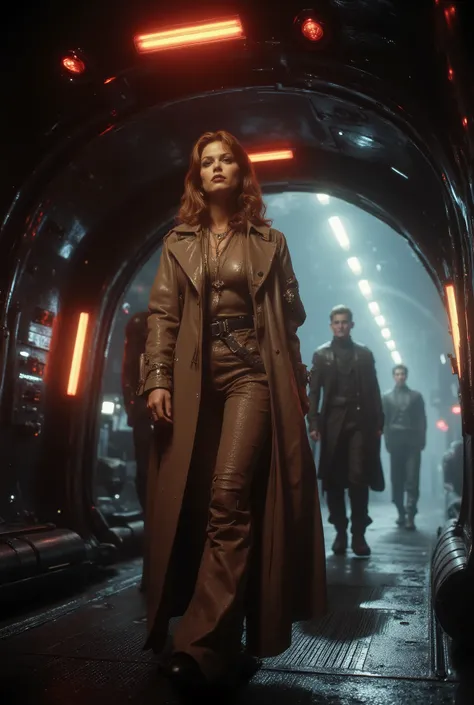 he rich heiress steps off of her luxury yacht at Titan’s spaceport. Her sycophant board of directors follows walking behind her in a group whispering to each other. Her spaceship yacht is sleek and futuristic. The spaceport is loud and busy. Intricate deta...