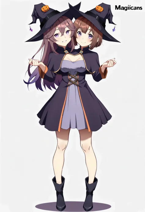 anime girl with pumpkins in her hands posing for a picture , two beautiful anime girls , 🍂 cute , anime girls , halloween art style , (anime girl) , in a halloween style , (masterpiece) , (ultra-detailed) , (high quality) , (high resolution) , (best qualit...