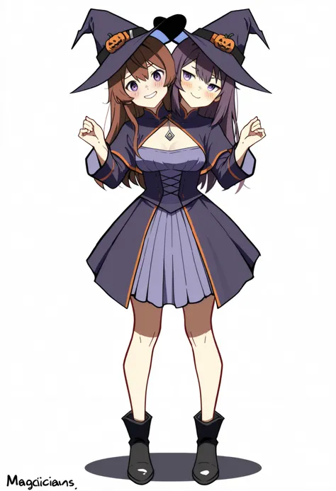 anime girl with pumpkins in her hands posing for a picture , two beautiful anime girls , 🍂 cute , anime girls , halloween art style , (anime girl) , in a halloween style , (masterpiece) , (ultra-detailed) , (high quality) , (high resolution) , (best qualit...