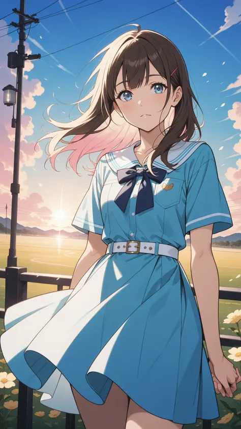 score_9,score_8_up,score_7_up,score_6_up,score_5_up,score_4_up,first-person view、I can only see hands and arms in front of the screen、Holding hands behind her back、She's staring at me、warm and serene atmosphere、spring scenery、fluttering hair、romantic and p...