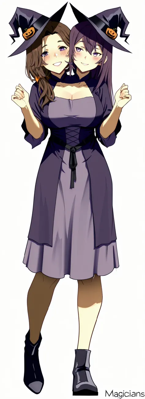 anime girl with pumpkins in her hands posing for a picture , two beautiful anime women , mature woman , anime women , halloween art style , (anime girl) , in a halloween style , (masterpiece) , (ultra-detailed) , (high quality) , (high resolution) , (best ...