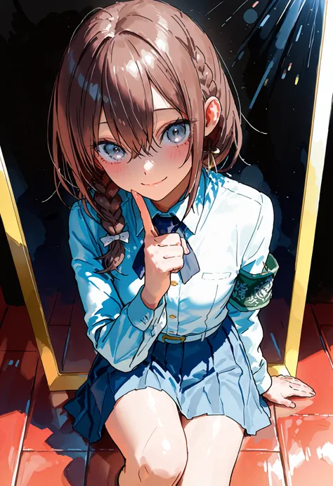 Overbearing，Chairman of the Discipline Committee，Disciplinary Girl Ceaman,(((Disciplinary Committee Chairman's Armband)))，Approx. 150 cm,charismatic presence, Strict Guidance to Students,Pointing and Instructions,4K High Resolution,high dynamic range,brown...