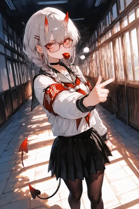 masterpiece,最High Quality,Super Detailed,And high-precision,slender,High Quality、score_9、score_8_up、score_7_up、masterpiece、High Quality、Super Detailed、And high-precision、High Quality、最High Quality、dynamic angle、((Full Body))((blows a whistle and、Demon Girl...