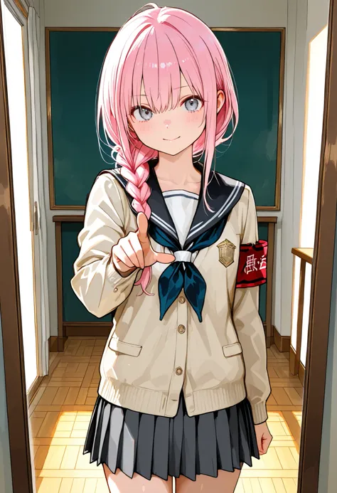 Girl undergoing high-pressure training，((Nio-Ryu)),(((Disciplinary Committee Chairman's Armband)))，cowboy shot，Approximately 150 cm,charismatic presence,Young face，high school， 周囲を高身長男子high school生が取り囲む,Pointing and Instructions,4K High Resolution,High Dyn...