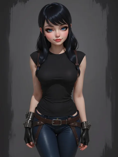 marinette Dopanchan, aidmaillustrious, A very beautiful and cute 22 year old woman with a slight smile. (((Shy smile))), sharp focus on the face, (((Western eyes:1.5))), (((Extremely detailed ice-blue eyes, beautiful eyes, beautifully detailed eyes))), (((...