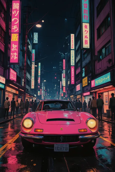 Experience the allure of a retro pink Ferrari cruising through the vibrant streets of Tokyo at night. Surrounded by dazzling neon lights and a futuristic cyberpunk aesthetic, this scene perfectly blends classic automotive beauty with the electric energy of...