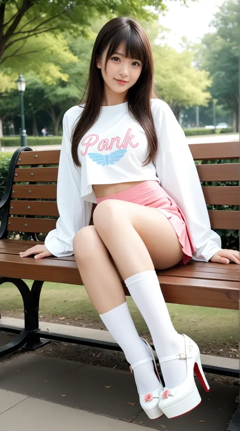 1girl,white oversized shirt:1.2, (micro skirt),(Original Pictures, Highest Quality), (Full body realistic, photo-Full body realistic:1.4), masterpiece, very delicate and beautiful, very detailed, 2k wallpaper, Amazing,  down to the last detail, very detail...