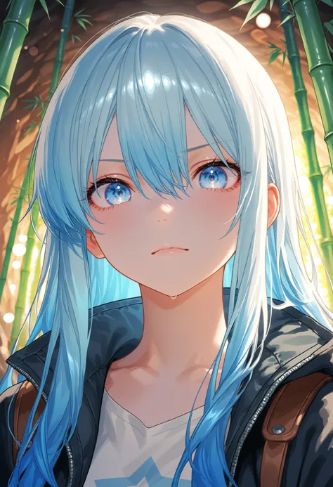 A girl who goes on an adventure in a huge underground cave in search of sparkling ores、slender body、serious expression、Attitudes Like Leading Explorers、Bright Ore Shining in the Dark、A fantastic underground lake、 Chokehole、Stalagmite 、Beautiful Scenery Wov...