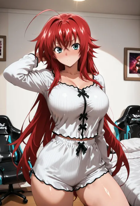 score_9, score_8_up, score_7_up, score_6_up, score_5_up, score_4_up, masterpiece, high quality, shiny skin, shiny hair, shiny body, clear body, large breasts, nose blush, nice legs, standing, nice legs, posing, SFW, looking at viewer, thick thigh, thick th...