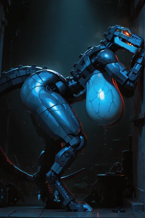 748cmstyle, l3g0, masterpiece, best quality, amazing quality, very aesthetic, high resolution, highly detailed, high quality, score_9, score_8_up, score_7_up , solo, muscular, roodaka, bionicle, anthro, dinosaur, lidded eyes, annoyed, glowing eyes, seducti...