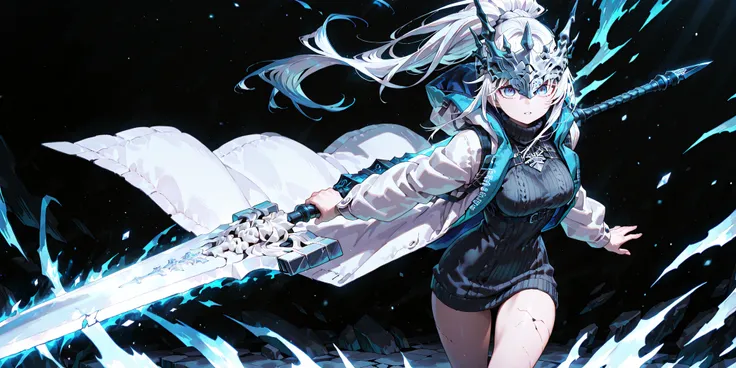 Alone, 1 girl, solitary female character, a young teenager about 1.5 meters tall. She stands alone against a deep black background, making her stand out vividly. Her physique and height are exactly like Terakomari Gandesblood from The Vexations of a Shut-I...