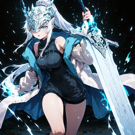 sozinho, 1 garota, lone female character, of a young teenager about 1.5 metros de altura. She stands alone against a deep black background, causing it to stand out vividly. Her physique and height are exactly like Terakomari Gandesblood from The Vexblood N...