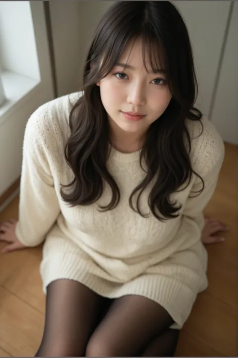 there is a woman sitting on a bed with a cake, 30 years old woman, 3 0 years old woman, she is about 2 5 years old, lovely woman, an asian woman, south east asian with long, she is about 30 years old, 2 7 years old, she is about 3 0 years old, she is about...