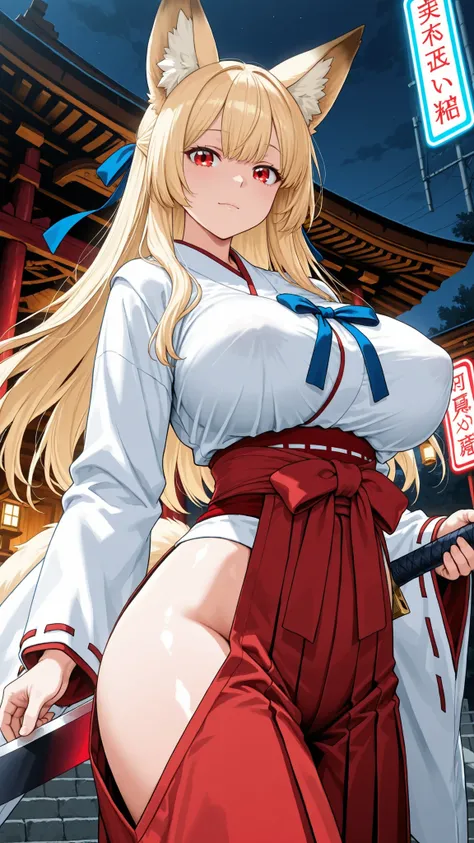 8K (high definition) (Super Detailed)　(masterpiece)　(Highest Quality)　anime illustration　detailed eyes　detailed face　Delicate hair　 detailed wrinkles on clothes　very elaborate body　with fine skin　healthy skin tone with ro in the background　solo　 (fox ears)...