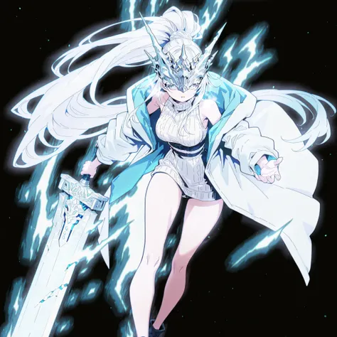 Alone, 1 girl, solitary female character, a young teenager about 1.5 meters tall. She stands alone against a deep black background, making her stand out vividly. Her physique and height are exactly like Terakomari Gandesblood from The Vexations of a Shut-I...