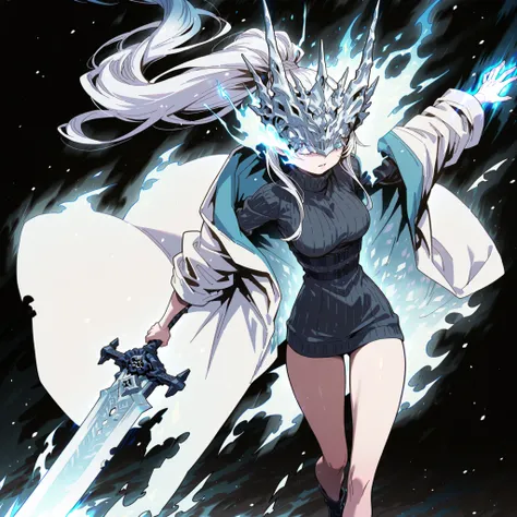 Alone, 1 girl, solitary female character, a young teenager about 1.5 meters tall. She stands alone against a deep black background, making her stand out vividly. Her physique and height are exactly like Terakomari Gandesblood from The Vexations of a Shut-I...