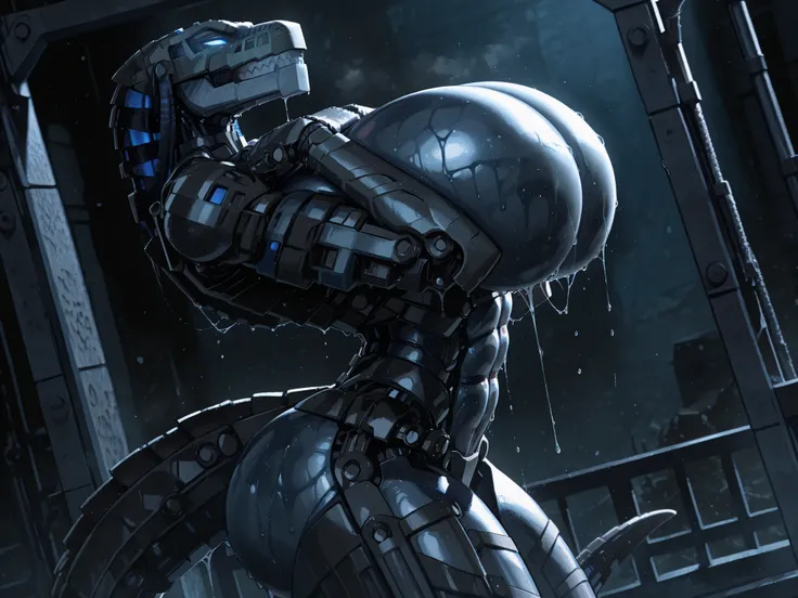 748cmstyle,l3g0, masterpiece, best quality, amazing quality, very aesthetic, high resolution, highly detailed, high quality, krekkov style, score_9, score_8_up, score_7_up , solo, muscular, roodaka, bionicle, anthro, dinosaur, lidded eyes, annoyed, glowing...