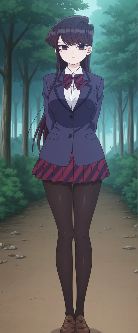 score_9, score_8_up, score_7_up,anime_screenshot,OFFICIAL ART,anime coloring, official anime artwork, screencap, anime screencap,uncensored,BREAK,1girl,solo,Shouko Komi,large breast,large hips, BREAK,highschool uniform,dress shirt, red bow,blue blazer,blue...