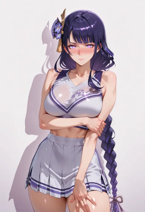 score_9, score_8_up, score_7_up, source_anime,
raidenshogun,
raiden shogun, braid, braided ponytail, hair flower, hair ornament, long hair, mole, mole under eye, purple eyes, purple flower, purple hair, single braid, sidelocks,
looking at viewer, looking...