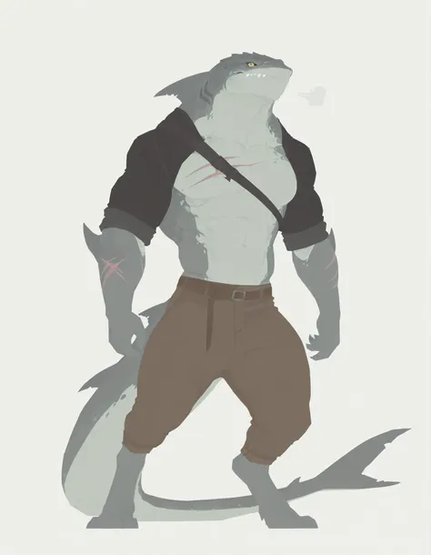 masterpiece, best quality, amazing quality, very aesthetic, absurdres, newest, scenery, extreme detail, 8k, dnd, anthro shark, detailed eyes, yellow eyes, by Riolutiny, anthro, shark, male, scalie, anthro shark, anthro megalodon, hunk, gray body, strong ha...
