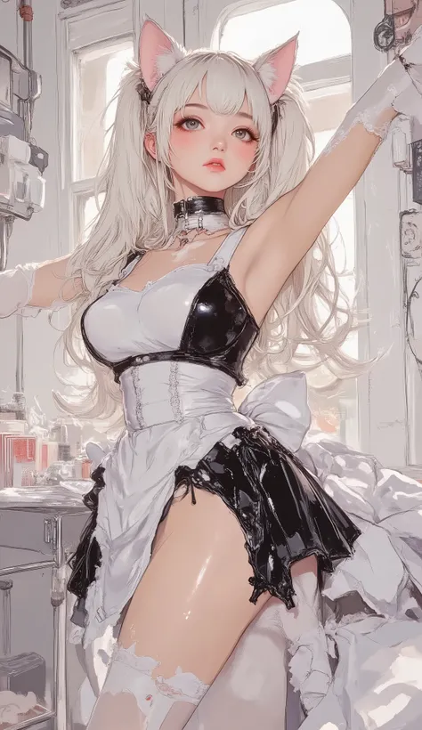 araffe dressed in a maids outfit posing for a picture, cosplay of a catboy! maids! dress, maids outfit, anime girl in a maids costume, Albedo from overlord, gorgeous maids, cosplay, lori, hehe, anime girl cosplay, anime cosplay, maids, maids dress, Twin t...